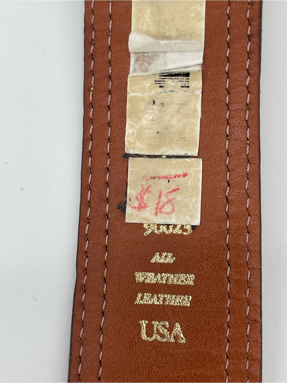 Dooney & Bourke Tan and Brown Leather Men's Belt with Brass Buckle Made in USA - Picture 7 of 9